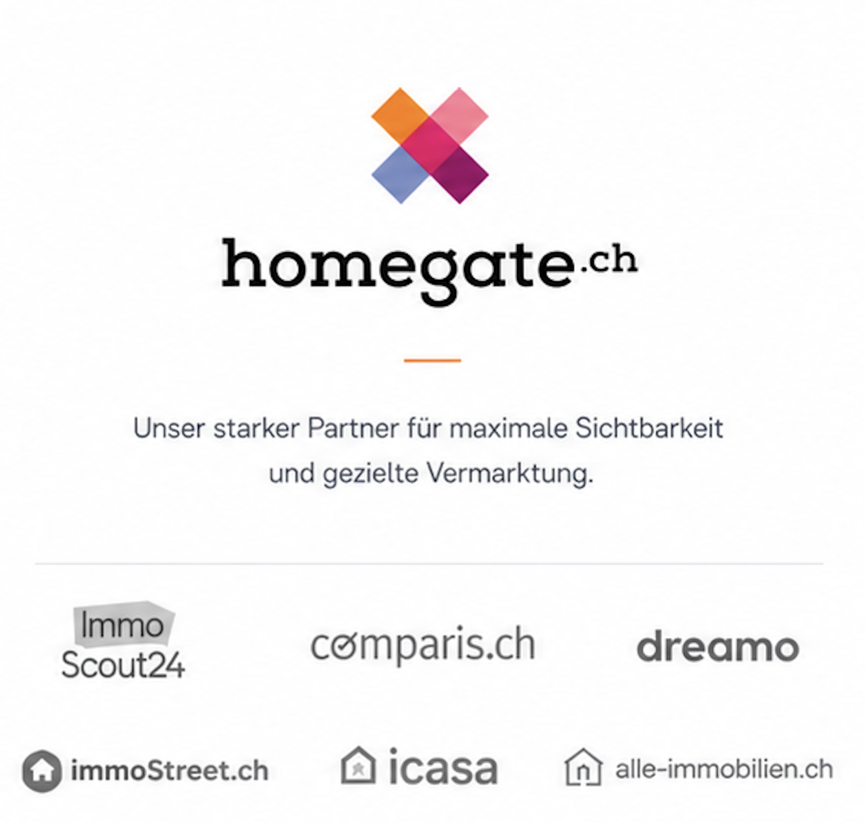Unsere Partner – homegate.ch, ImmoScout24, comparis.ch und mehr
